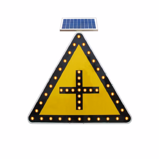 Solar Aluminum Traffic Stop Sign Customized Solar LED Traffic Street safety Warning Sign